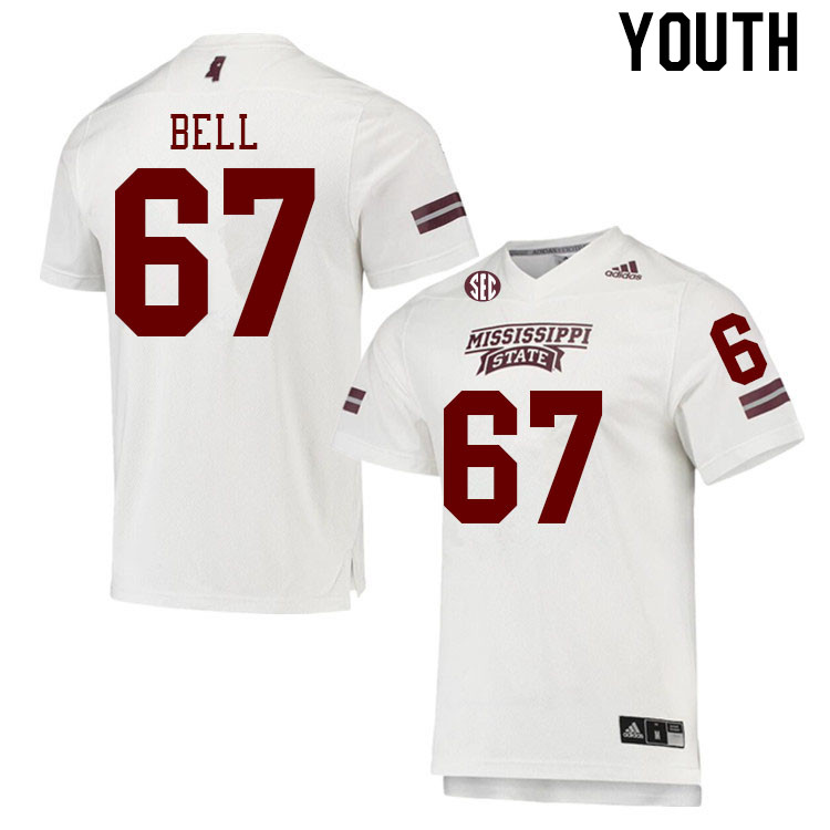 Youth #67 Leon Bell Mississippi State Bulldogs College Football Jerseys Stitched Sale-White - Click Image to Close